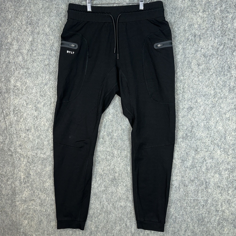 BYLT Active Jogger Pants Mens L Black Drawstring Athleisure Sport Athletic EUC